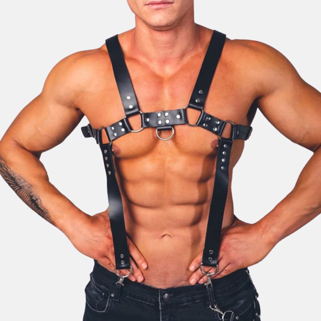 Faux Leather Suspender Harness Harness