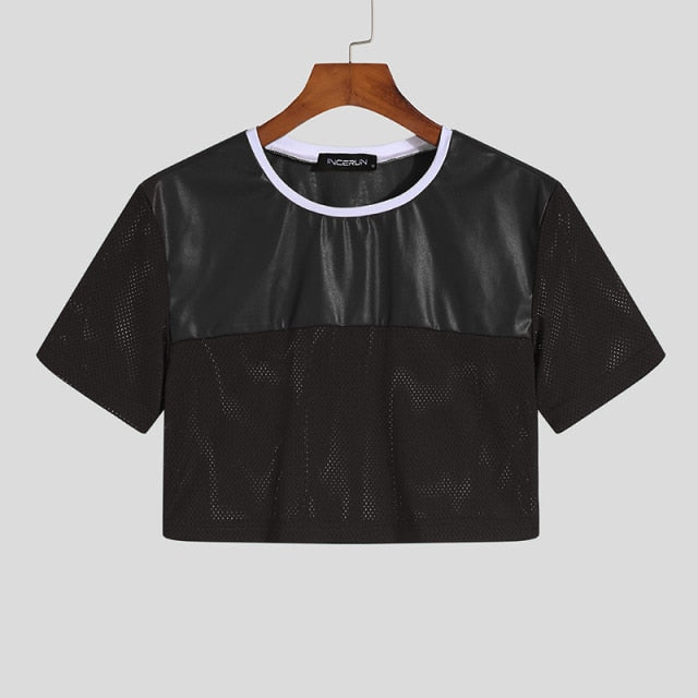 DUNGEON Glossy Mesh Cropped T-Shirt