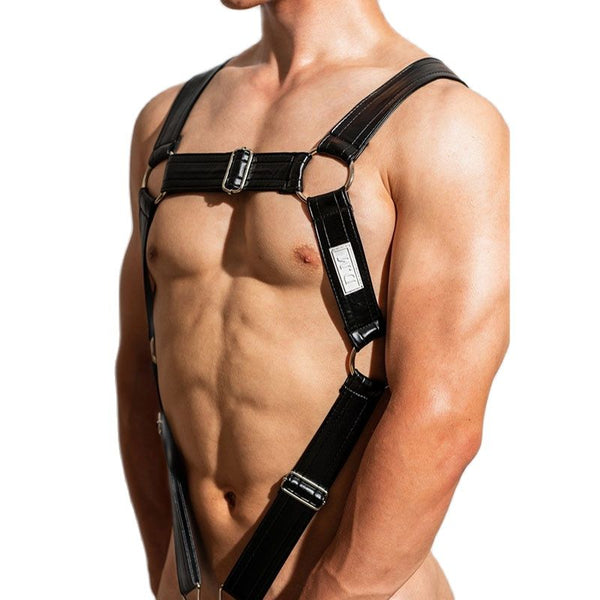 Men's PU Leather Body Suit Harness Gay Night Costume Belt Underwear  Clubwear