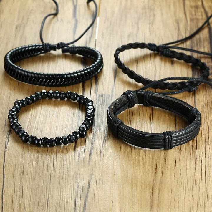 DUNGEON Faux Leather Bracelet 4-Pieces Bracelets