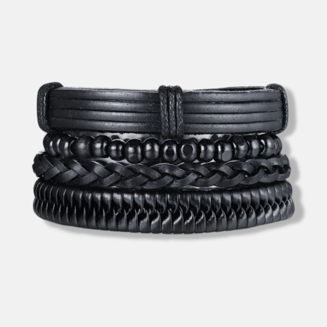 Men's Bracelets - DUNGEON Faux Leather Bracelet 4-Pieces