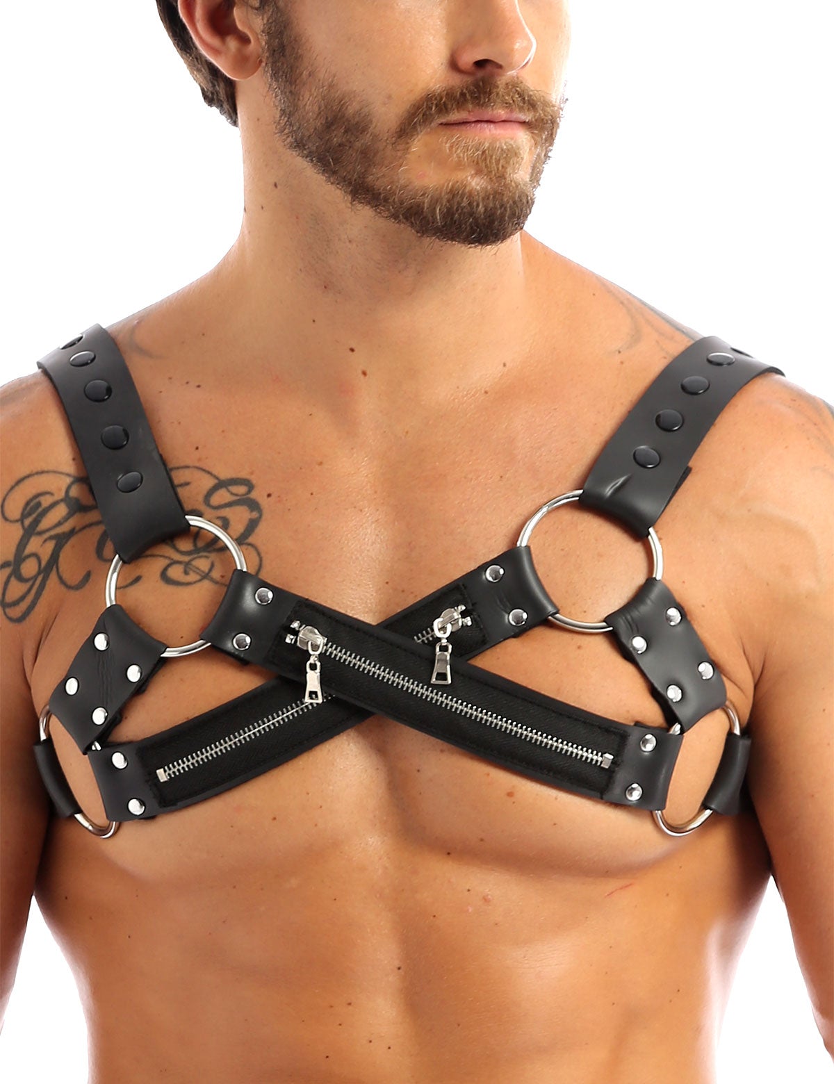 POWER DOM Chest Harness With Zipper Harness