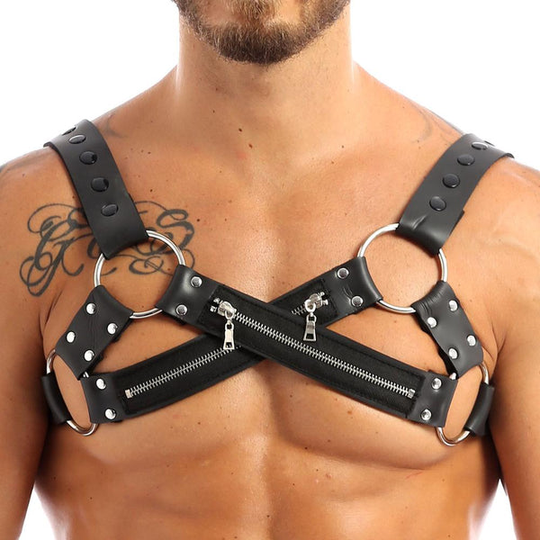 POWER DOM Chest Harness With Zipper Harness
