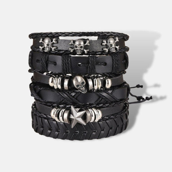 Skull Leather Bracelet 6-Pieces Bracelets